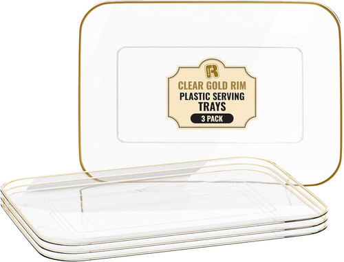 Pack plastic serving trays - 3,