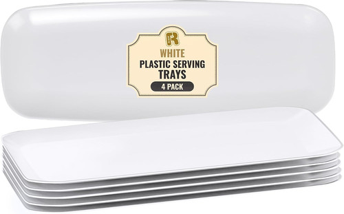 Pack white plastic serving - 4,