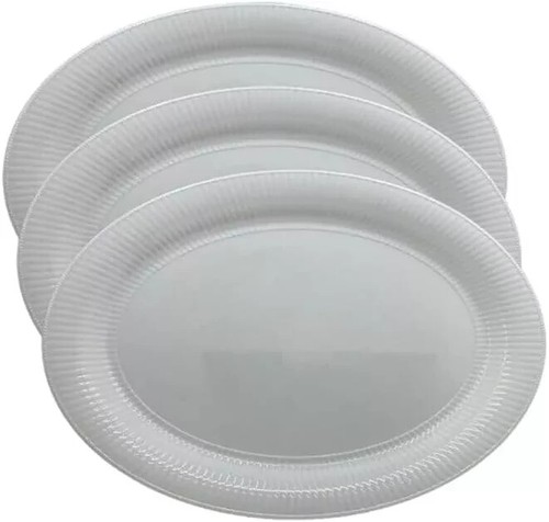 White plastic oval serving - white,